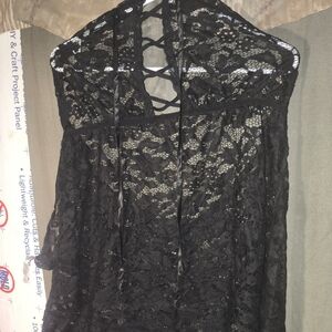 Elegant Black Lace Halter Dress